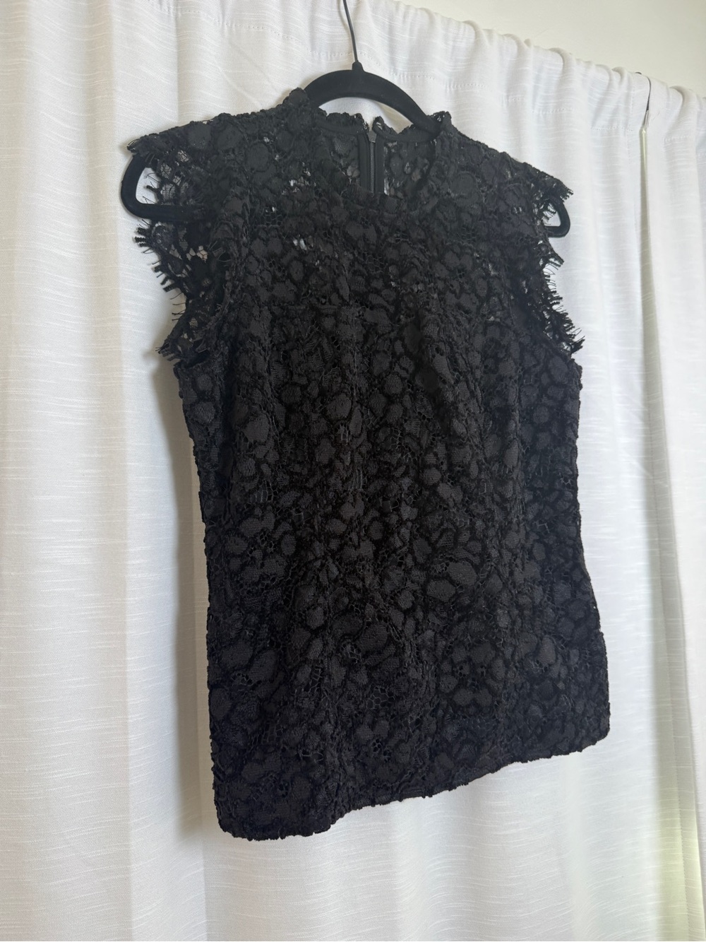 White House Black Market Black Lace Mock Neck Top | Size 2 - Picture 6 of 12